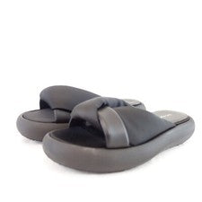 Sandalias Vic Matie Negro 39 40 Mujer Zapato Plano Zapatillas Cuero Tela Np219 Nuevo
