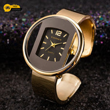 Reloj de pulsera para mujer brazalete redondo correa de acero inoxidable de cuarzo