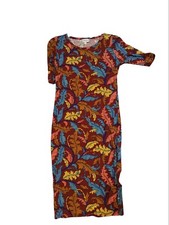 Vestido para mujer Lularoe Julia talla XS rojo multicolor hasta la rodilla elástico
