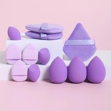Juego de esponjas de maquillaje de 12 piezas licuadora de belleza polvo soplo de aire cojín cosmético aplicador
