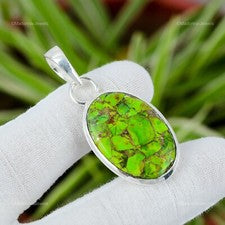 Colgante de compromiso de piedra turquesa verde cobre plata esterlina oferta del día de la mujer