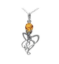 Pequeño colgante de pulpo ámbar de plata de ley 925 con forma de pera piedra preciosa Kraken