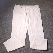 NUEVO Pantalones Altos Grandes Para Hombres 44x34 Blanco Caqui Chino Algodón LL Estilo Polo Preppy