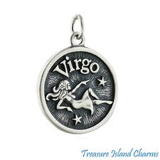 Colgante con dije de plata esterlina maciza 925 con rasgo práctico signo del zodiaco Virgo
