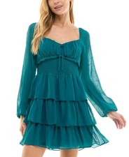 Vestido para mujer City Studios con volantes corpiño acanalado verde pastel claro, XL