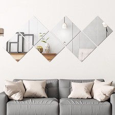 Pegatinas de pared con espejo cuadrado para decoración del hogar de baño 6 piezas efecto espejo transparente