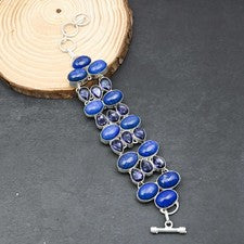 Pulsera de joyería de plata esterlina 925 con piedras preciosas de zafiro Bur...