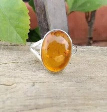 Anillo de plata esterlina 925 ámbar piedras preciosas hecho a mano anillo llamativo todas las tallas SR569