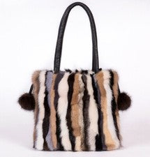 100% Mujer Rayas Piel de Visón Moda Piel de Visón Peluche Bolso de Noche