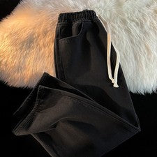 Pantalones anchos de moda rectos sueltos de mezclilla color liso retro para mujer