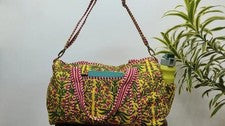 Bolso de Algodón Floral Amarillo Indio Bolsas de Lona Acolchadas Bolsos de Mujer Bolsas de Viaje EE. UU.