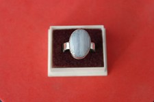Hermoso Anillo de Plata 925 con Gemas de Encaje Azul 6.3 Gr.1.6 x 1.2 Cm de Ancho