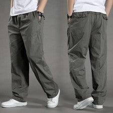 Pantalones cargo de algodón para hombre calce suelto multi bolsillo trabajo joggers pantalones informales