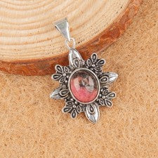 Colgante de joyería de plata de ley 925 hecho a mano con piedras preciosas de rodonita negra regalo para