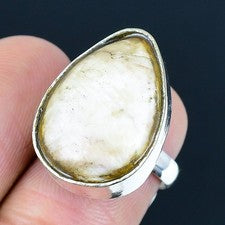 Scolecita piedras preciosas hechas a mano 925 anillo de joyería de plata este...