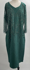 Vestido Textport Para Mujer Manga Larga Crew Verde Color Línea A Cuentas Talla 46