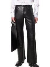 Pantalón de Cuero Negro Nuevo Elegante Informal Pantalón de Cuero Para Hombre Piel de Cordero Genuina Formal
