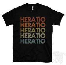 CAMISETA HERATIO ESTILO RETRO REPETIDO Hombre y Mujer Novedad Genial Nombre Regalo