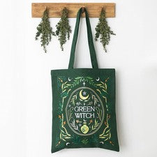 Bolso de Compras Green Witch Forest Verde Mango Largo Lona Polialgodón