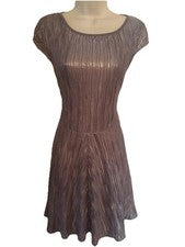 2016 Vestido Metálico Arrugado Manga Gorra Mujer Moda Europa M