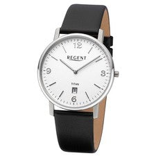 Regent reloj de pulsera para hombres analógico correa de cuero negro URF1449