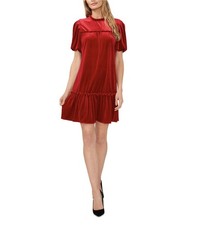 Vestido recto de terciopelo de manga corta para mujer CeCe rojo luminoso talla M