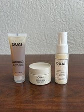 Juego de cuidado capilar de viaje OUAI. Champú desintoxicante, acondicionador sin dejar, mascarilla capilar