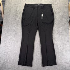 Moda Pantalón Nova Hombres 40x32 Negro Poliéster Vestido Ajustado Acampanado Carrera Elástico