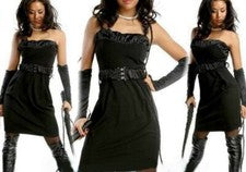 Sexy Miss Mini Vestido para Mujer Bandeau de Satén Cinturón S 34 M 36 Negro Top