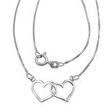 dos corazones inseparables corazón mujer cadena amor conexión plata real 925 nuevo