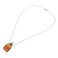 Vial Necklace - 3ml Glass Perfume Bottle with Crown Lid Pendant Necklace -