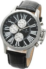 Salvatore Marra SM-301 Hombres Cuarzo Negro Dial Negro Croco Cuero Fecha Día JDM