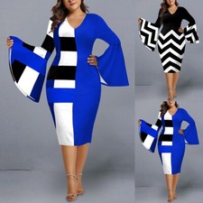 Vestido Talla Grande Rayas Patchwork Color Posicionamiento Estampado Streetwear