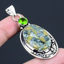 Colgante de joyería de plata esterlina 925 con piedras preciosas de peridoto ...