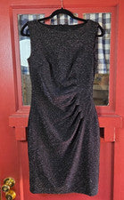 Vestido Kasper Para Mujer Clásico Negro Metálico Sin Mangas Cremallera Trasera Talla XS NUEVO CON ETIQUETAS
