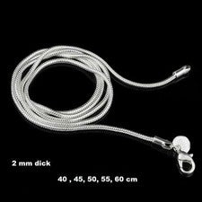 Cadena serpiente plata de ley 925 40-60 cm 2mm mujeres hombres niños