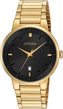 Reloj Citizen Hombre Cuarzo Esfera Negra Tono Oro Amarillo - BI5012-53E NUEVO