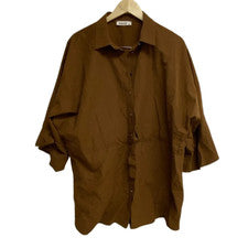 Meri. Mujer Camisa Vestido Marrón Tabaco Manga Ancha Cinturón Acento Talla US 6