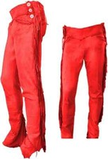 Pantalón vaquero americano occidental de cuero gamuza con flecos laterales para hombre trabajo