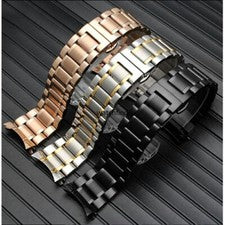 Correa de reloj de repuesto curva de acero inoxidable macizo de ambos extremos