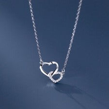 Collar colgante de plata de ley 925 con corazón vinculado para mujeres niñas joyas