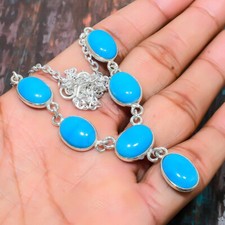 Collar Joyería Mujer Plata de Ley 925 Hecho a Mano con Piedras Preciosas Turquesa Dormir