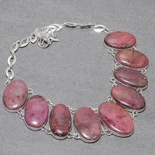 Collar hecho a mano de joyas de regalo de moda piedras preciosas forma ovalada de rodonita 18" SR 3008