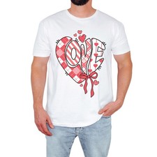 Linda Camiseta Love Para Hombre Patrón Corazón Divertida Elegante Moda Regalo Para Él