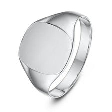 Anillo de plata esterlina con sello de damas anillo con forma de cojín 925 con sello