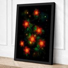 Impresión botánica en lienzo flores brillantes en la oscuridad arte de pared decoración del hogar