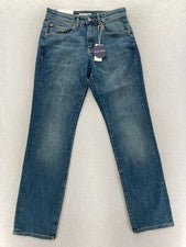 Pantalones de mezclilla rectos Warp + Weft ORD Chicago para hombre 28x32 lavado medio azul elástico