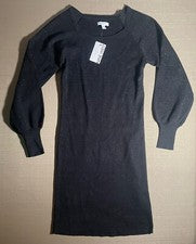 NUEVO Vestido corto Nine West para mujer mediano M manga larga abullonada negro diseño brillante