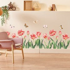 Pegatinas de pared de flores de tulipán y mariposas hágalo usted mismo decoración del hogar material de PVC
