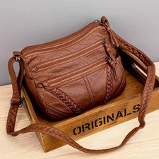 Bolso bandolera de cuero PU para mujer Bolso de mano de mensajero vintage